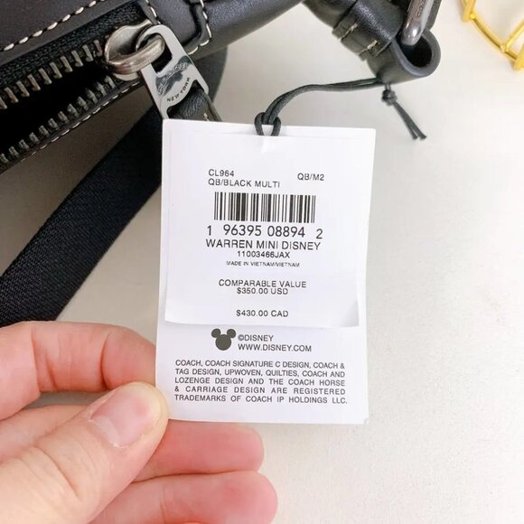 Coach CL964 Disney X Coach Warren Mini Belt Bag IN Black Multi - Picture 9 of 9